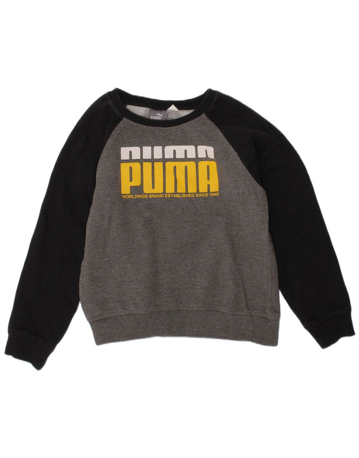 Puma Băieți Pulover Grafic Pulover 5-6 Ani Bumbac Gri