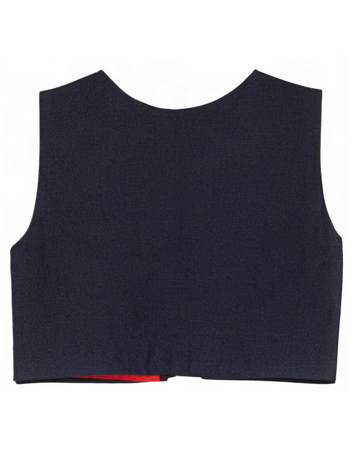 Vestă de blugi OPEN Vintage pentru femei UK 10, patchwork multicolor mic