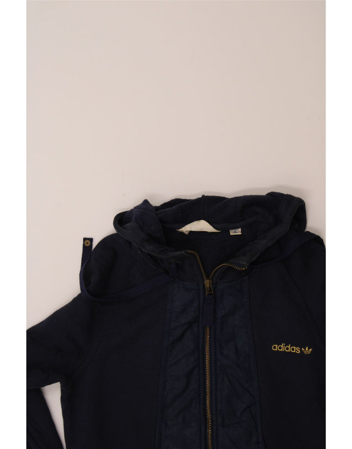 ADIDAS Womens Zip Hoodie Sweater UK 14 Medium Navy Blue Vintage Adidas and Second-Hand Adidas from Messina Hembry 