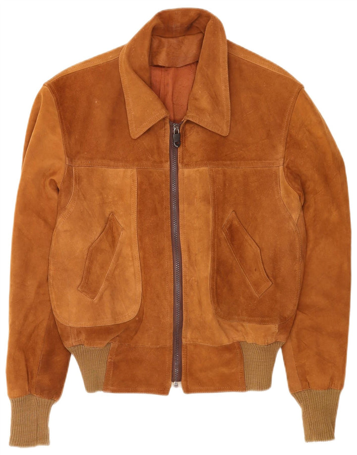 Bomber Vintage pentru bărbați din piele intoarsa UK 38 Maro Mediu