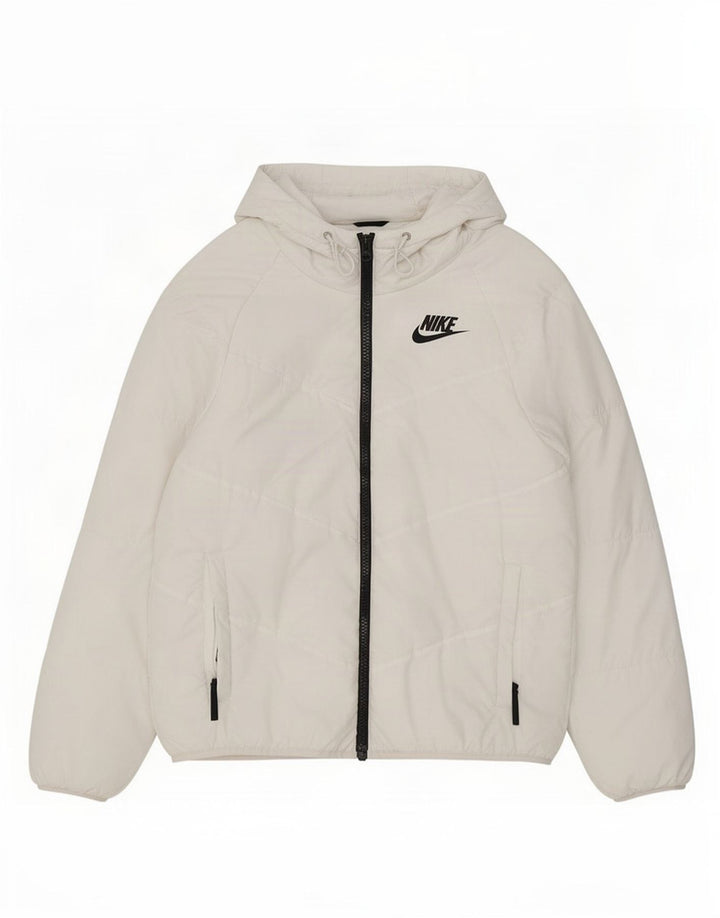Jachetă de vânt cu glugă pentru bărbați Nike UK 36 Poliester alb mic