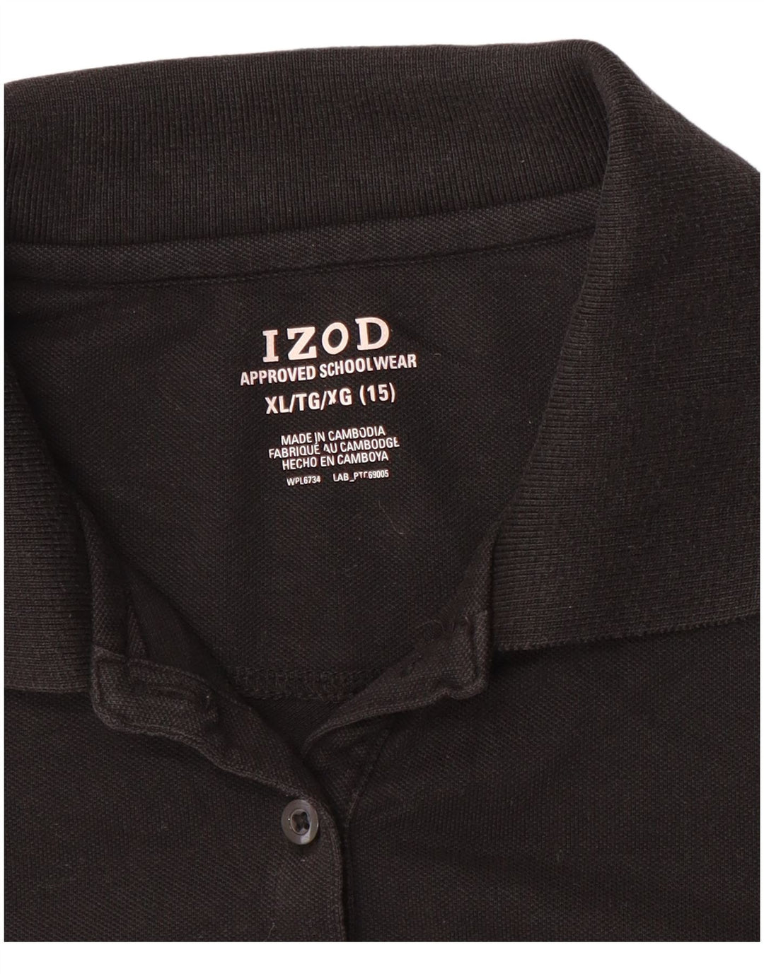 IZOD Tricou Polo Fete 14-15 Ani XL Negru