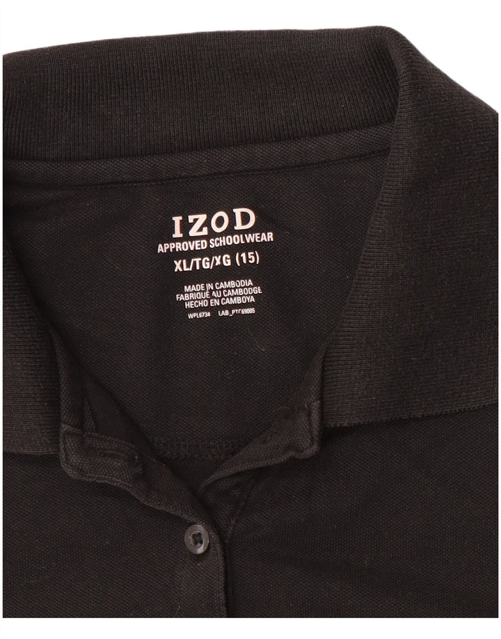 IZOD Tricou Polo Fete 14-15 Ani XL Negru