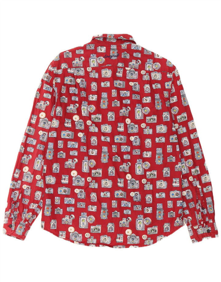 Cămașă Desigual pentru bărbați, cu model abstract, cu ajustare normală, bumbac mediu burgundă