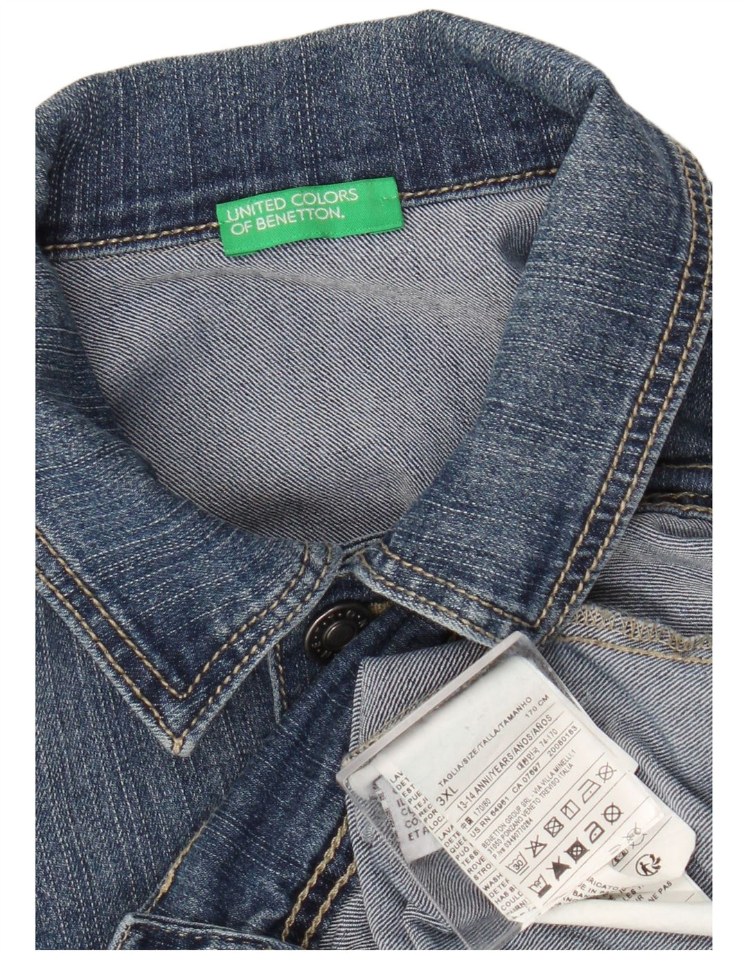 Jachetă Benetton Băieți Denim 13-14 Ani 3XL Bumbac Albastru