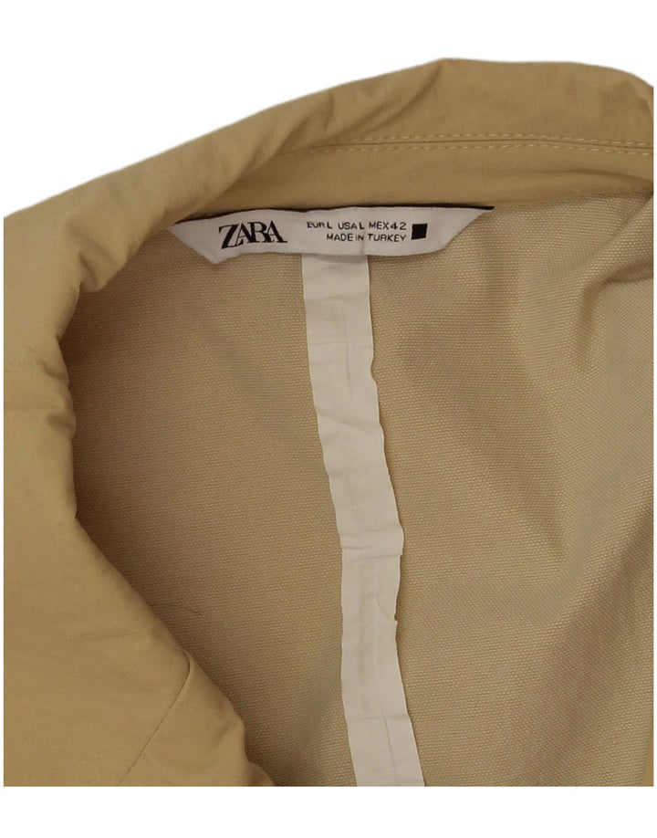 Palton dublu pentru bărbați Zara UK 40 mare, bej, poliamidă