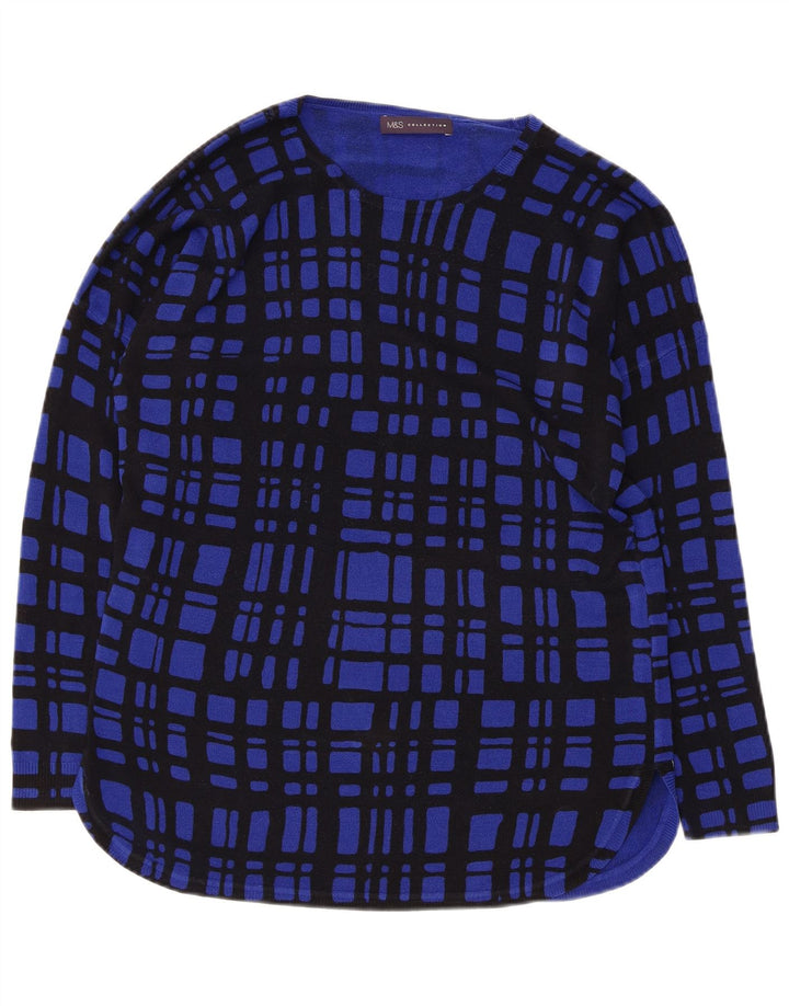 MARKS & SPENCER Pulover pentru femei cu gât cu barca UK 12 Medium Blue Check