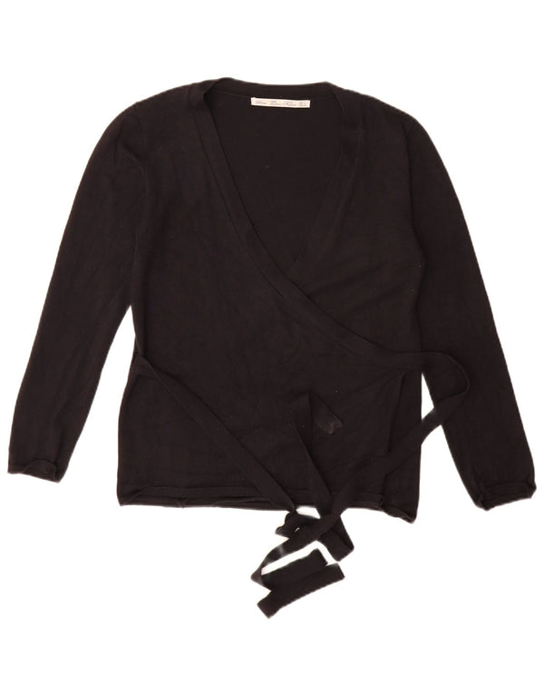 Pulover cardigan Wrap Zara pentru femei UK 14 mare, negru, viscoză