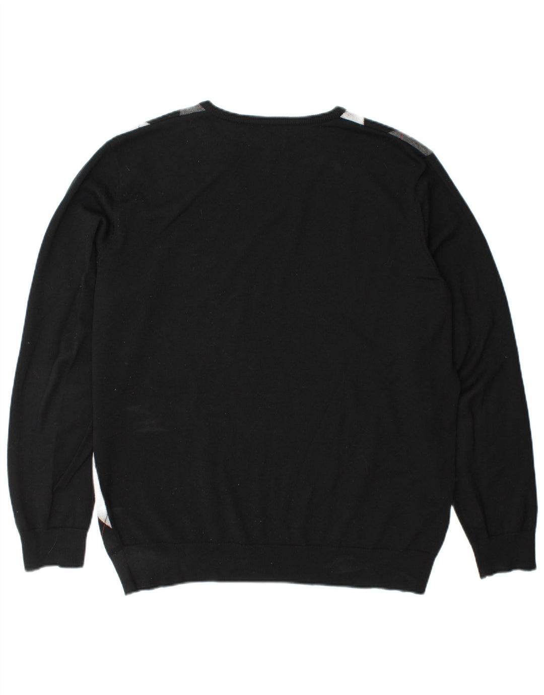 Pulover cu decolteu în V Fred Perry pentru bărbați, XL, lână neagră Argyle/Diamond