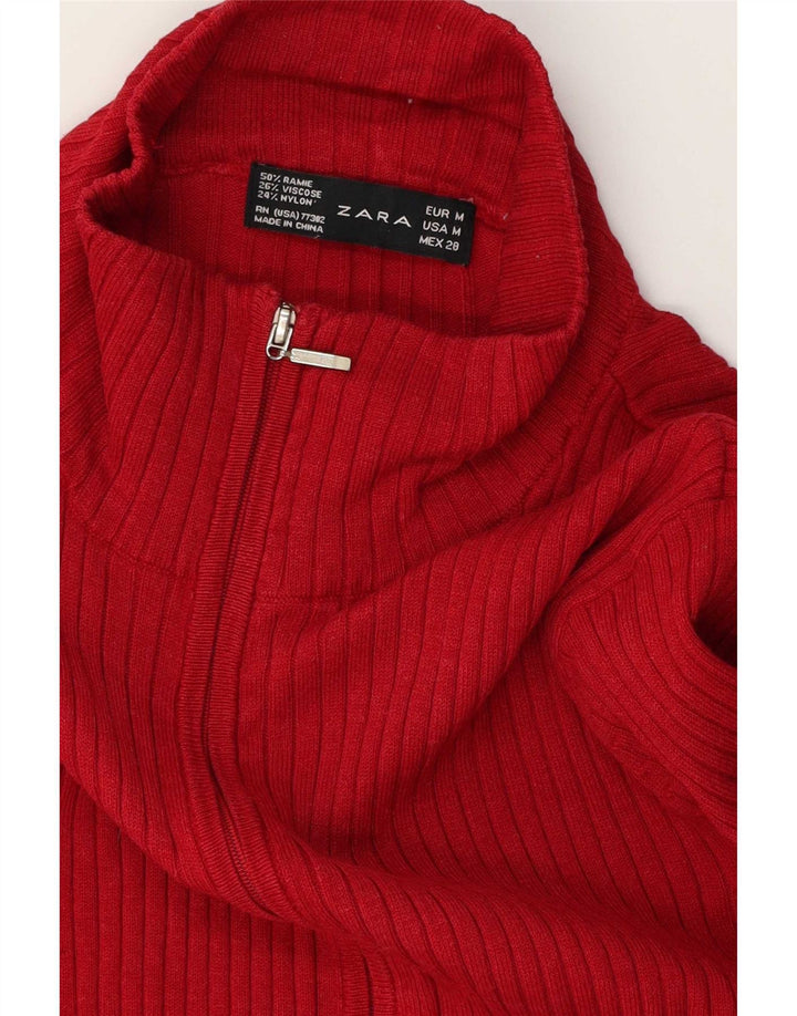 Pulover cardigan pentru femei Zara UK 12 Medium Red Ramie