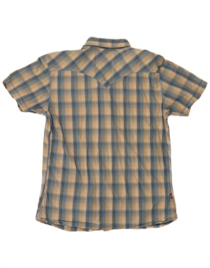 Cămașă cu mânecă scurtă pentru bărbați LEVI'S, bumbac cu carouri albastru mediu