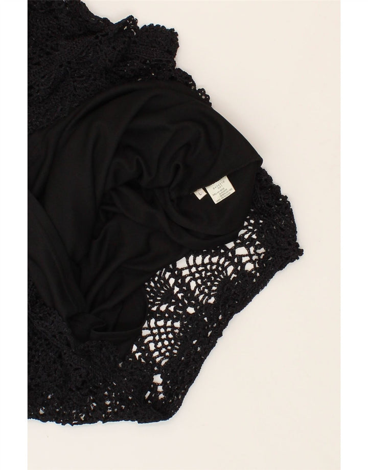 VIYELLA Womens Crochet Top UK 14 Large Black Viscose Vintage Viyella and Second-Hand Viyella from Messina Hembry 