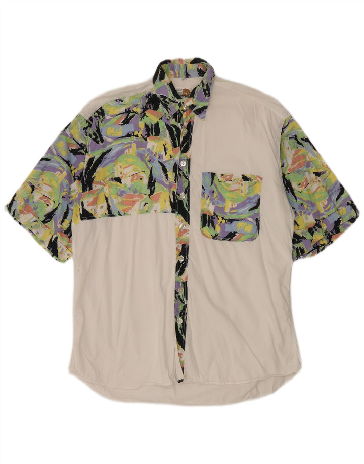 Cămașă cu mânecă scurtă pentru bărbați Le Frog Mărimea 39 40 Medium White Colorblock
