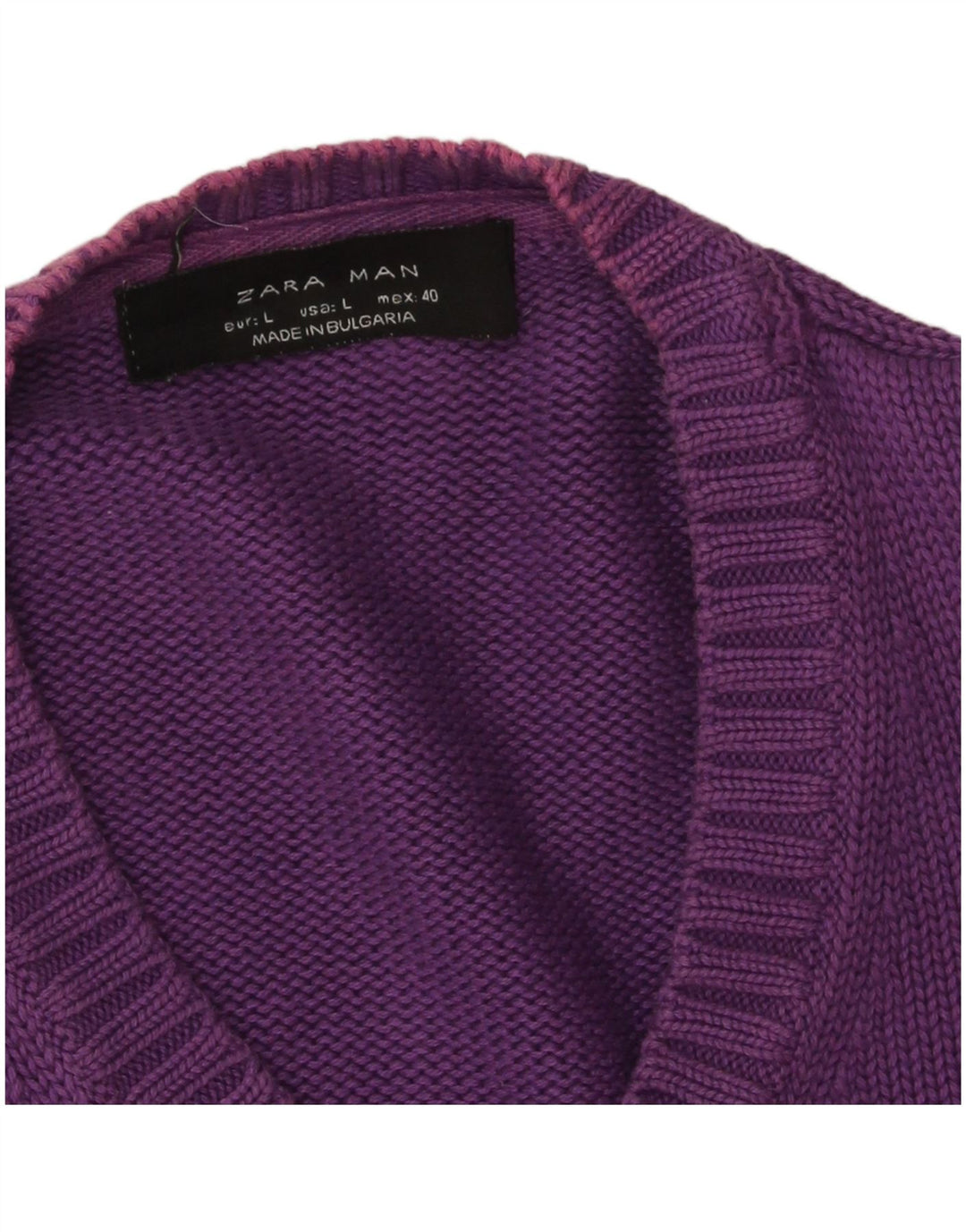 Pulover pentru bărbați Zara, cu decolteu în V, mare violet