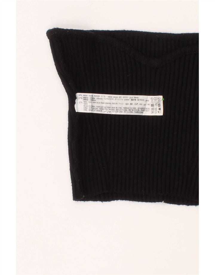 Top crop pentru femei Zara, cu umăr deschis, mic, negru, viscoză