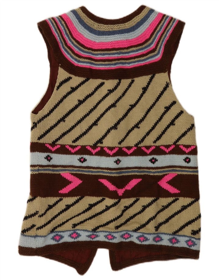 Pulover Cardigan Vintage pentru Damă UK 14 Mediu Multicolor Geometric