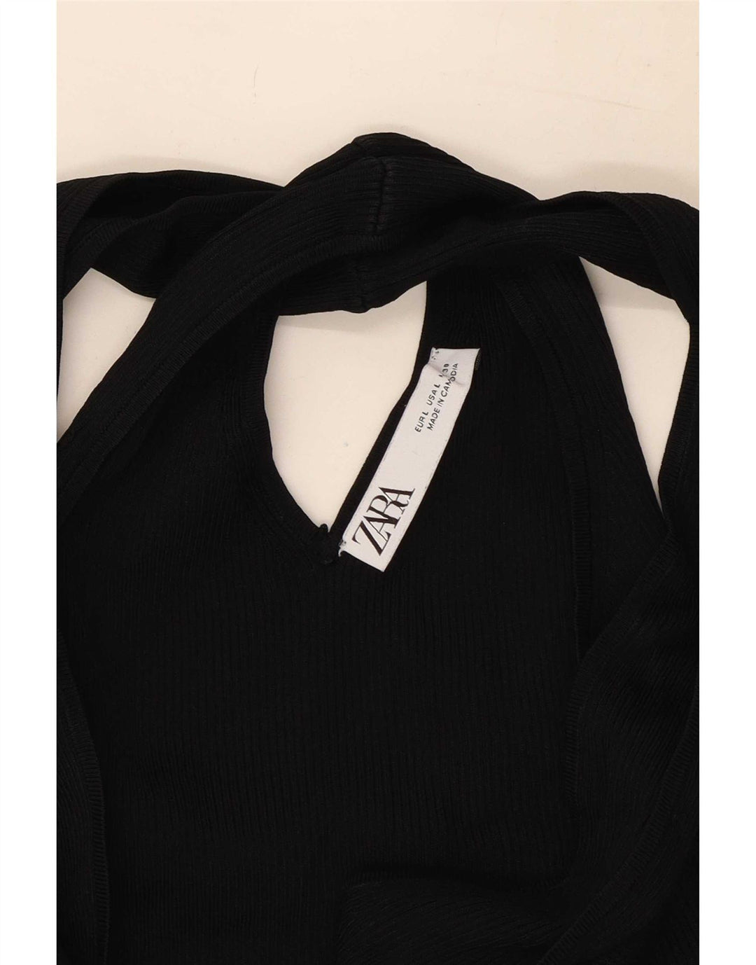 Top Crop Halter pentru femei Zara UK 14 Large Black