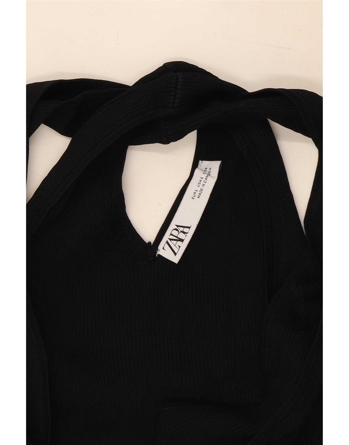 Top Crop Halter pentru femei Zara UK 14 Large Black