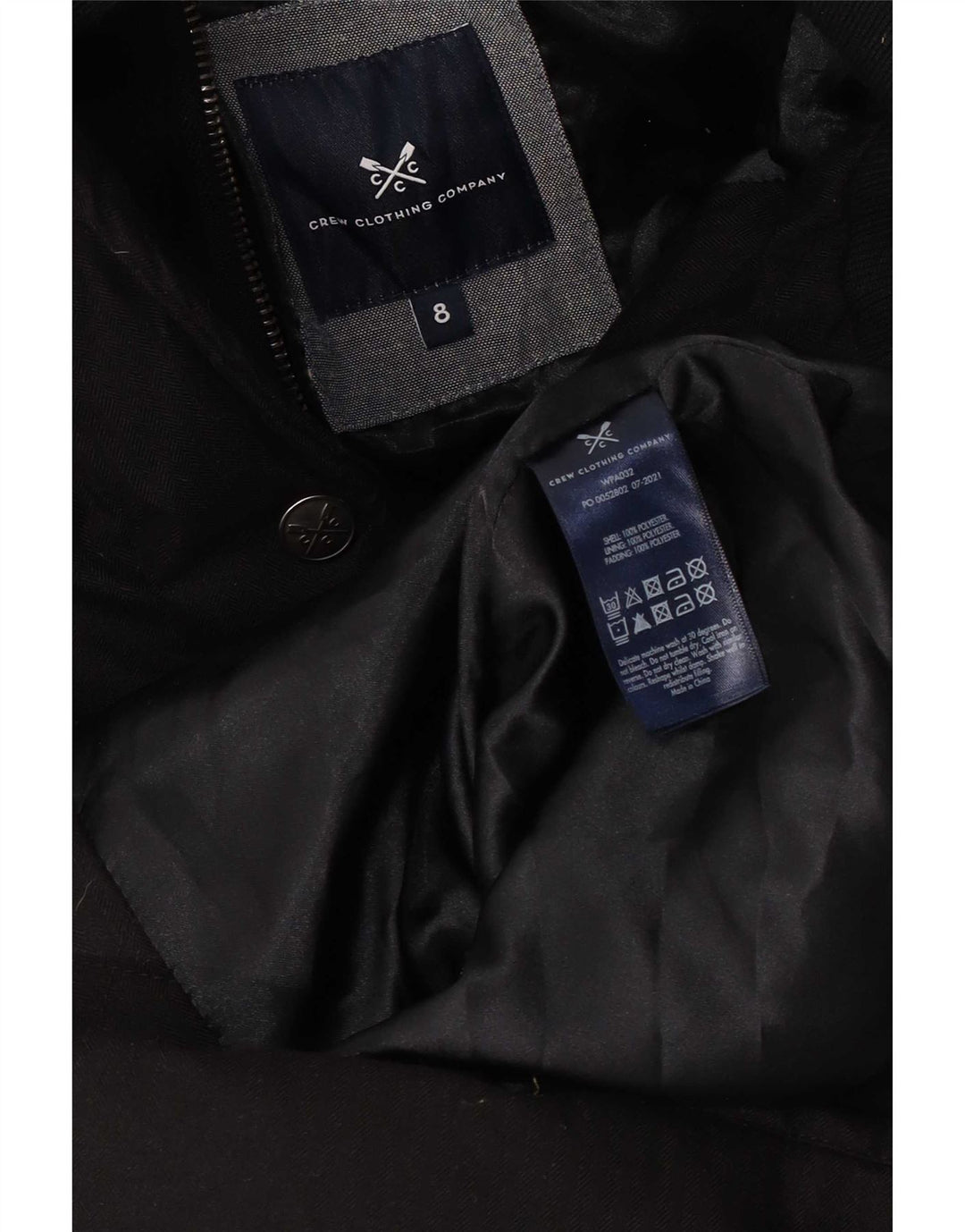 Crew Clothing Jachetă căptușită cu glugă pentru femei UK 8 Poliester negru mic