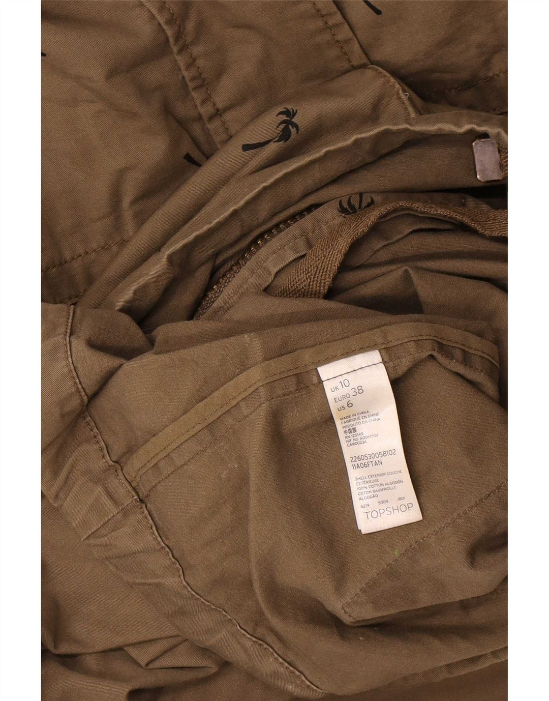 Topshop Jachetă utilitare supradimensionată pentru femei cu model abstract UK 10 mic kaki