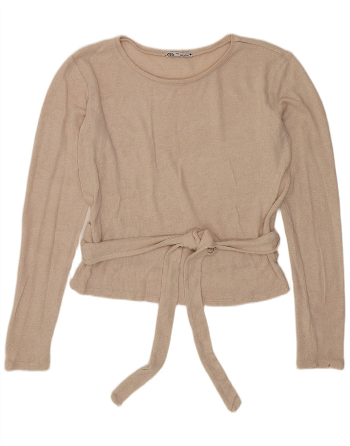 Crop Top pentru femei Zara cu mânecă lungă UK 14 Medium Bej