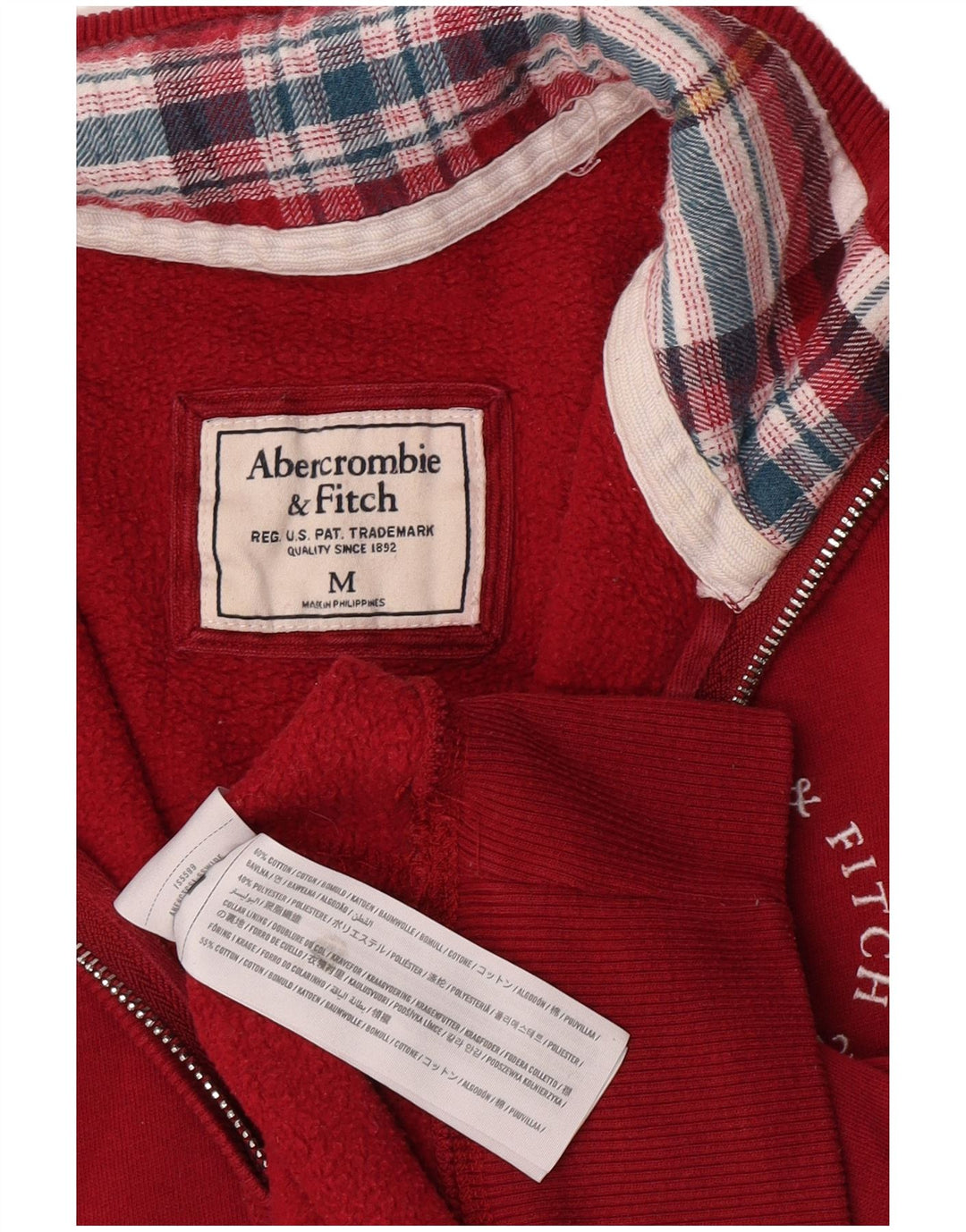 Pulover pentru femei Abercrombie & Fitch, cu fermoar și gât, UK 12, roșu mediu