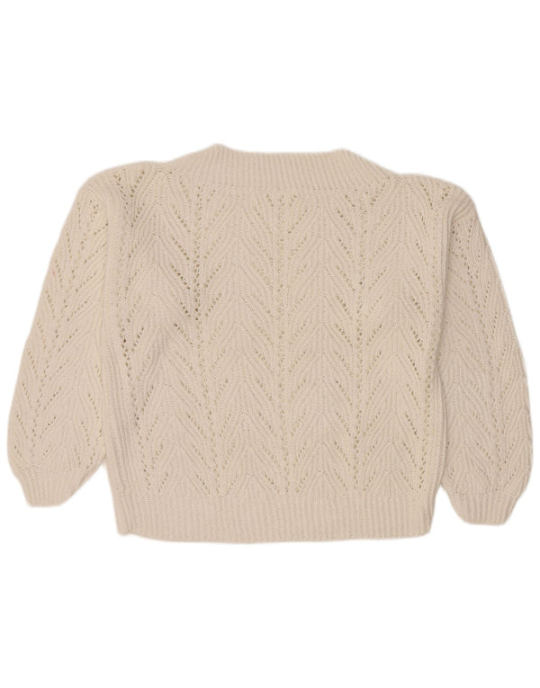 Pulover vintage cu gât țestoasă pentru femei UK 14 Large White