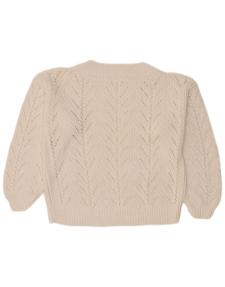Pulover vintage cu gât țestoasă pentru femei UK 14 Large White