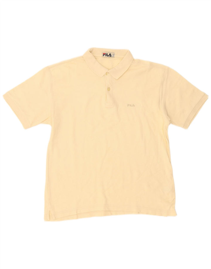 Tricou polo Fila pentru bărbați din bumbac galben mediu