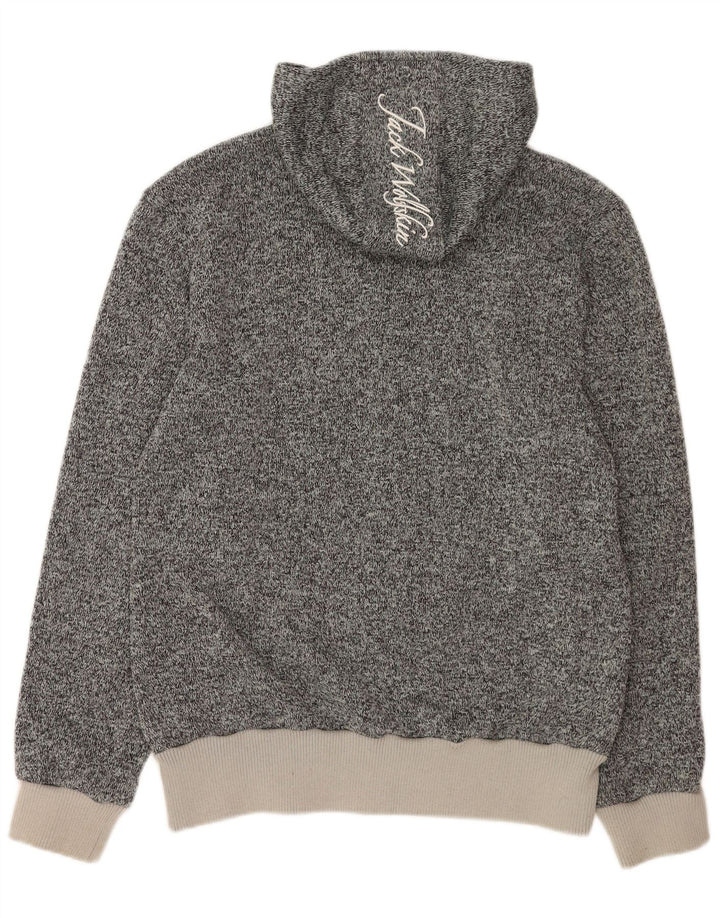 Jack Wolfskin Pulover cu capotă cu fermoar grafic pentru bărbați, mare, gri poliester cu pături
