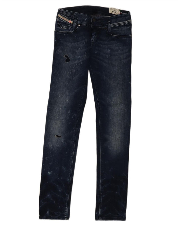 DIESEL Womens Matic Distressed Slim Jeans W25 L32 Navy Blue Cotton