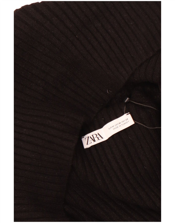 Pulover oversized cu gât rulat Zara pentru femei UK 14 Medium Negru