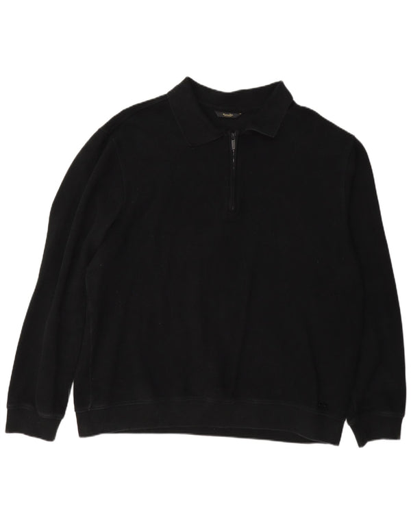 Pulover cu gât polo Massimo Dutti pentru bărbați, bumbac negru 2XL