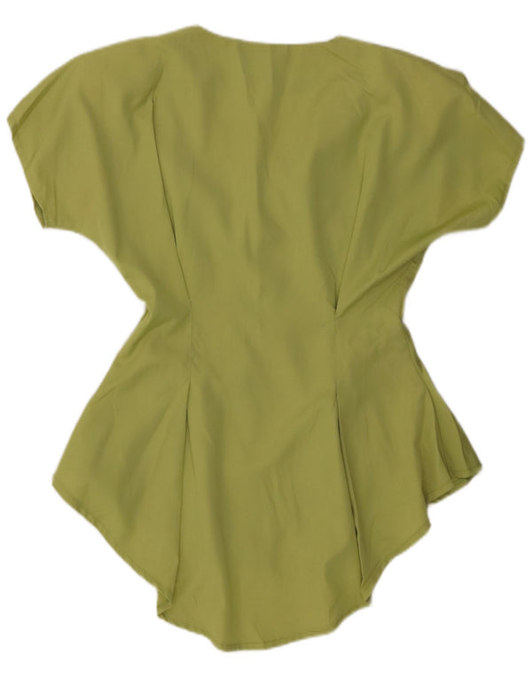 Bluză cămașă cu mânecă scurtă pentru femei vintage UK 10 mic verde viscoză