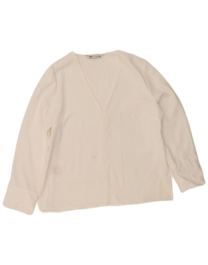 Bluză cu mânecă lungă pentru femei Zara UK 16 Large White