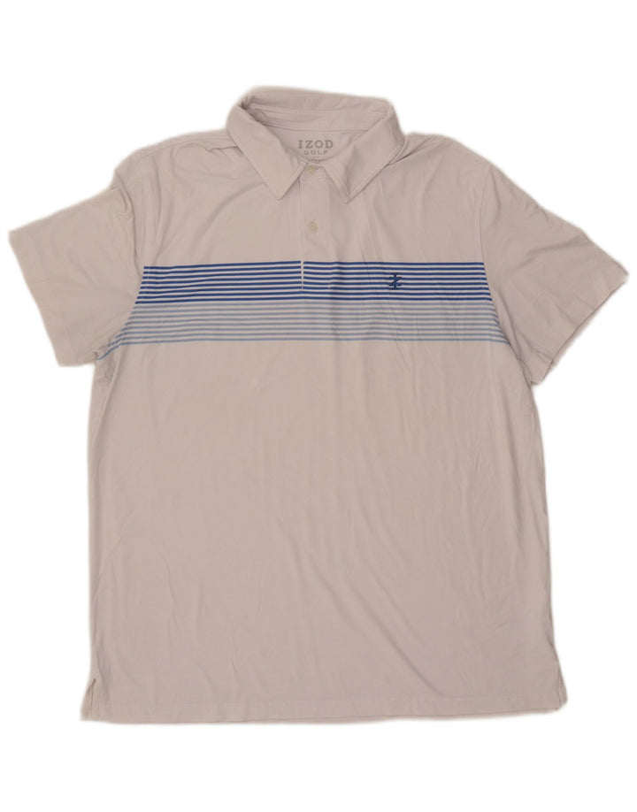 Tricou polo IZOD pentru bărbați, poliester cu dungi albe