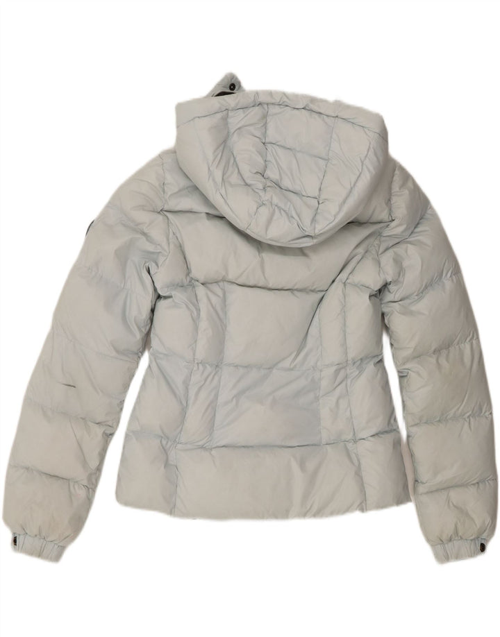 Jachetă căptușită cu glugă Superdry pentru femei UK 8 Small Blue Nylon