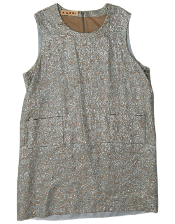 Marni Rochie fără mâneci pentru femei UK 16 Large Silver Floral