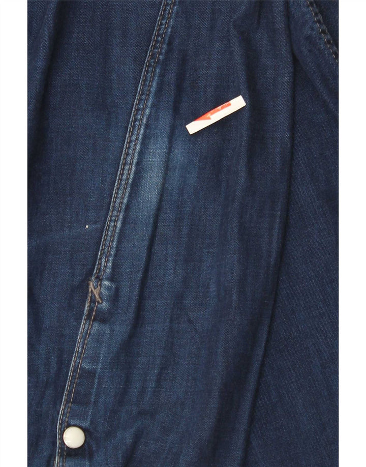 Cămașă G-Star pentru bărbați din denim, bumbac albastru mediu