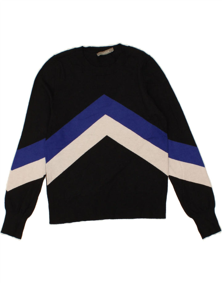 OASIS Womens Crew Neck Jumper Sweater UK 10 Small Black Colourblock Vintage Oasis and Second-Hand Oasis from Messina Hembry 