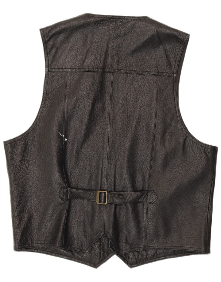 Vestă din piele vintage pentru bărbați IT 52 mare neagră