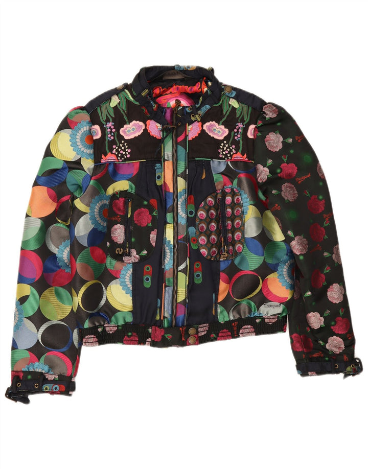 Jachetă Bomber Crop Desigual pentru femei, cu model abstract, EU 46 XL, multicoloră