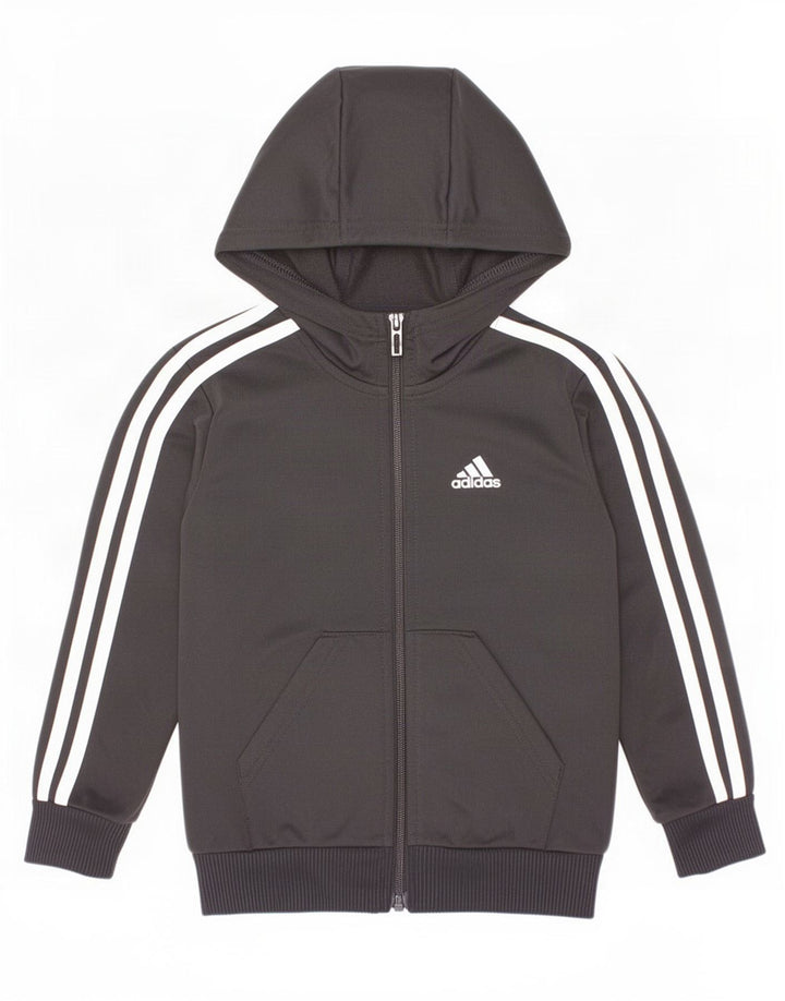 Adidas Boys Zip Hoodie Pulover 4-5 Ani Negru Poliester