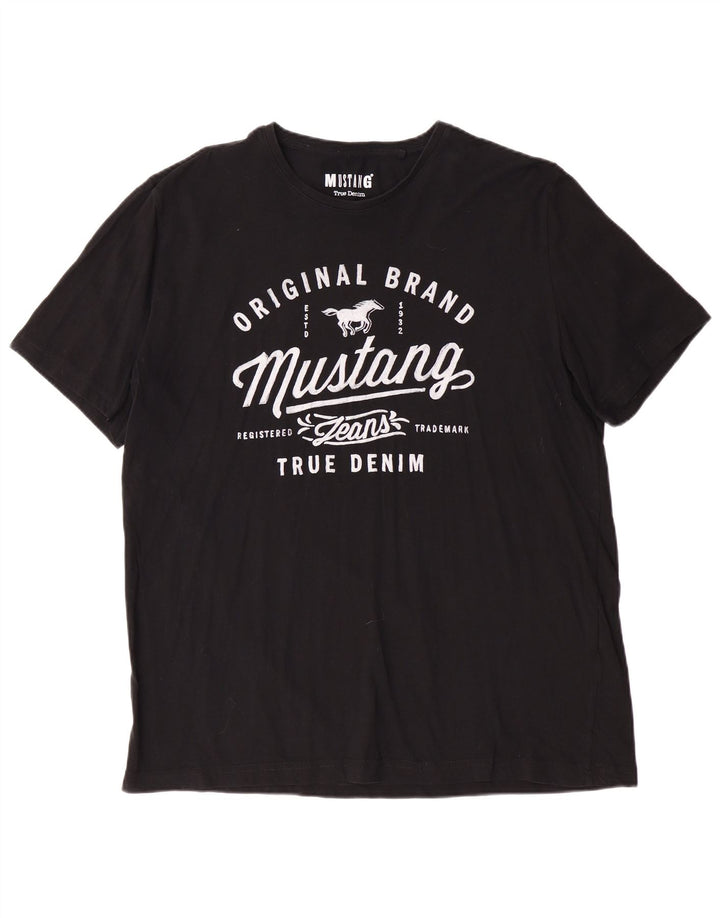 Tricou grafic pentru bărbați MUSTANG Top XL bumbac negru