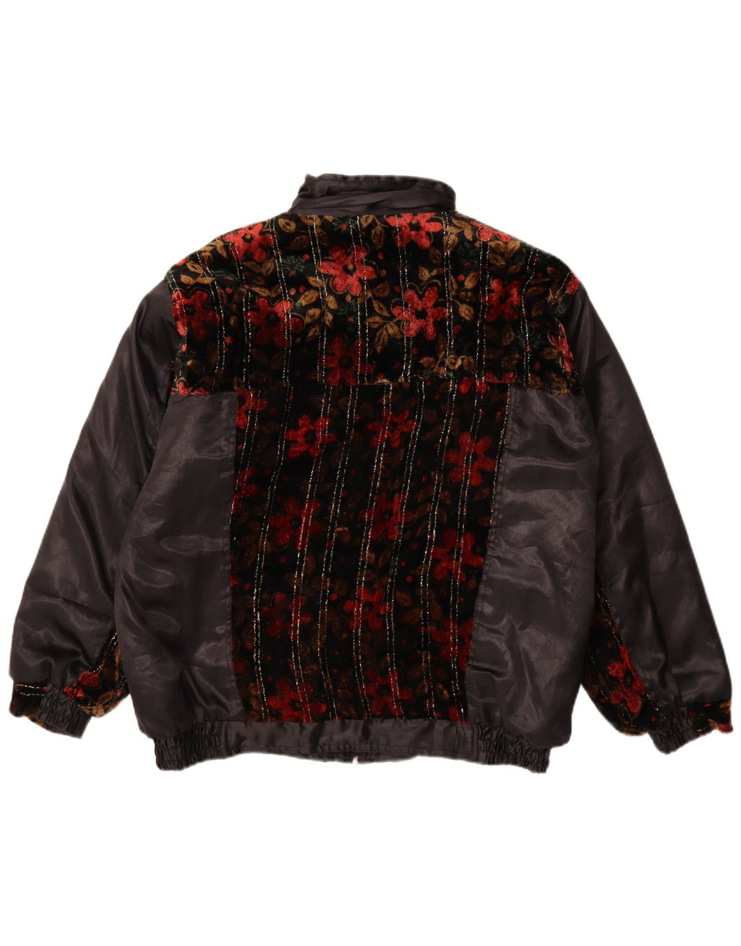 Jachetă căptușită Vintage pentru femei UK 18 XL Negru Floral