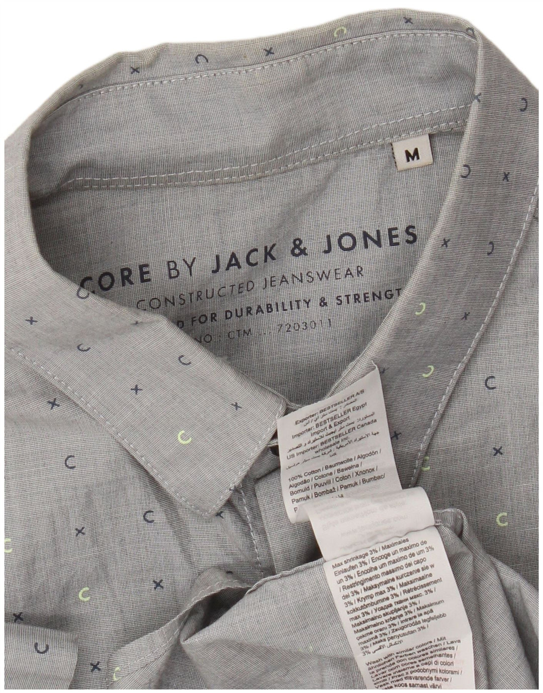 Cămașă Jack & Jones pentru bărbați cu mânecă scurtă, bumbac cu pete, gri mediu