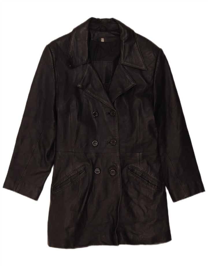 Palton de piele pentru femei VINTAGE UK 14, mare, neagră