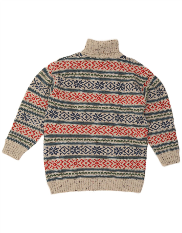 Trend Pulover cu gât rulat pentru bărbați, gri mediu, acrilic Fair Isle