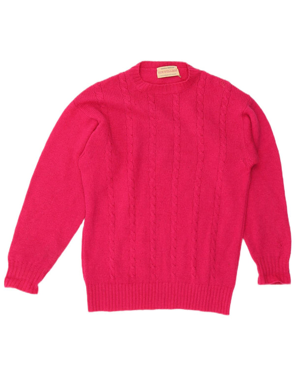 Pulover vintage pentru damă cu gât roșu din lână roz UK 18 XL