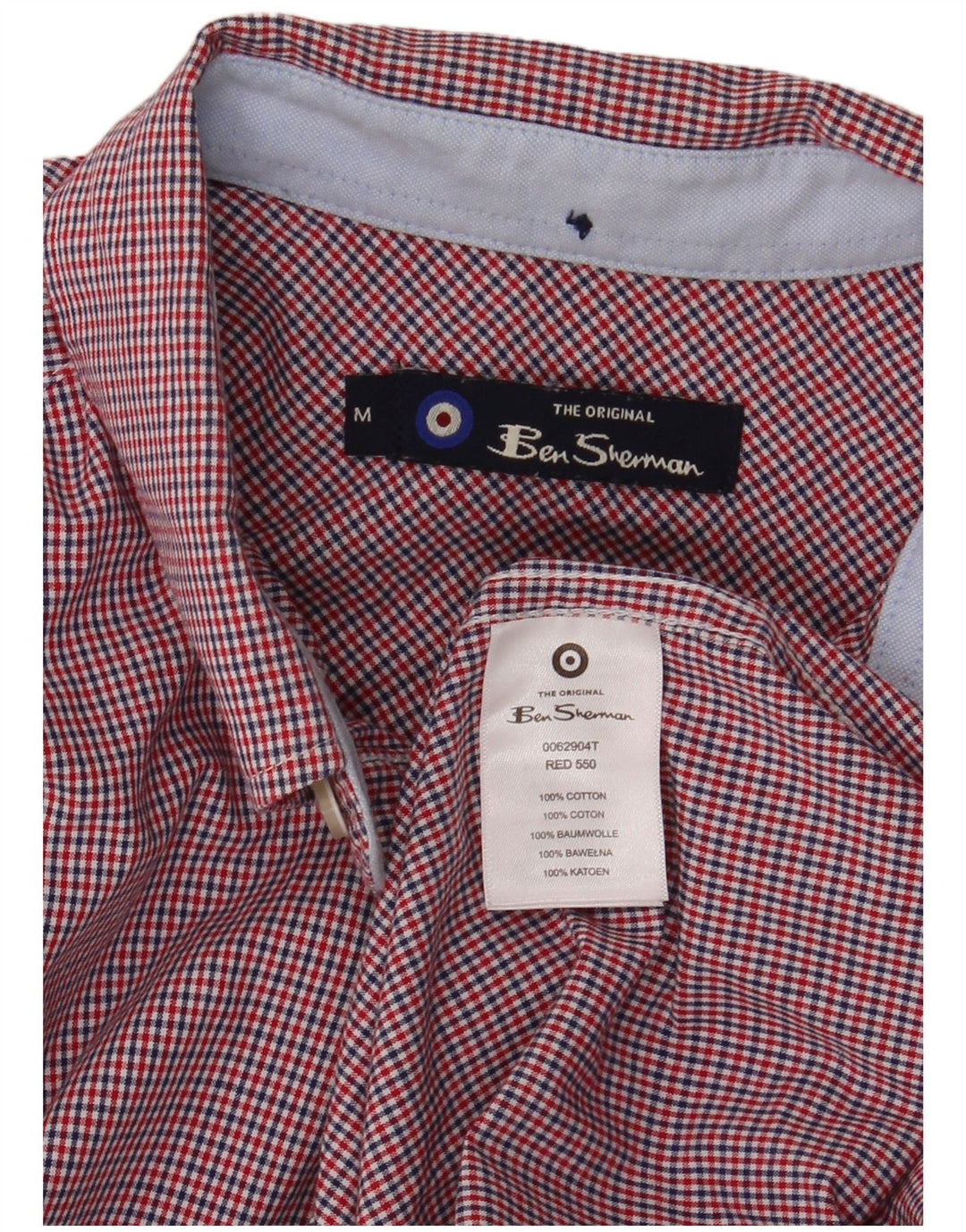 Cămașă pentru bărbați Ben Sherman, bumbac cu carouri roșii medii